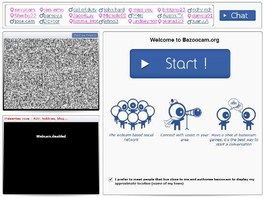 Скрин. Bazoocam - случайный чат для общения с иностранцами. 